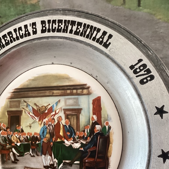 Vintage THE GREAT AMERICAN REVOLUTION 1776 Pewter Painted Tile Plate 10.5" Ohio - Picture 7 of 12